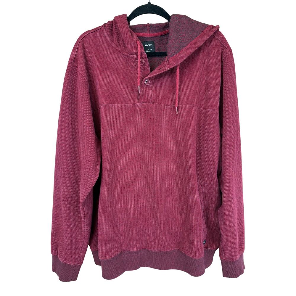 RVCA Red Long Sleeve Hoodie With Side Pockets Size XL